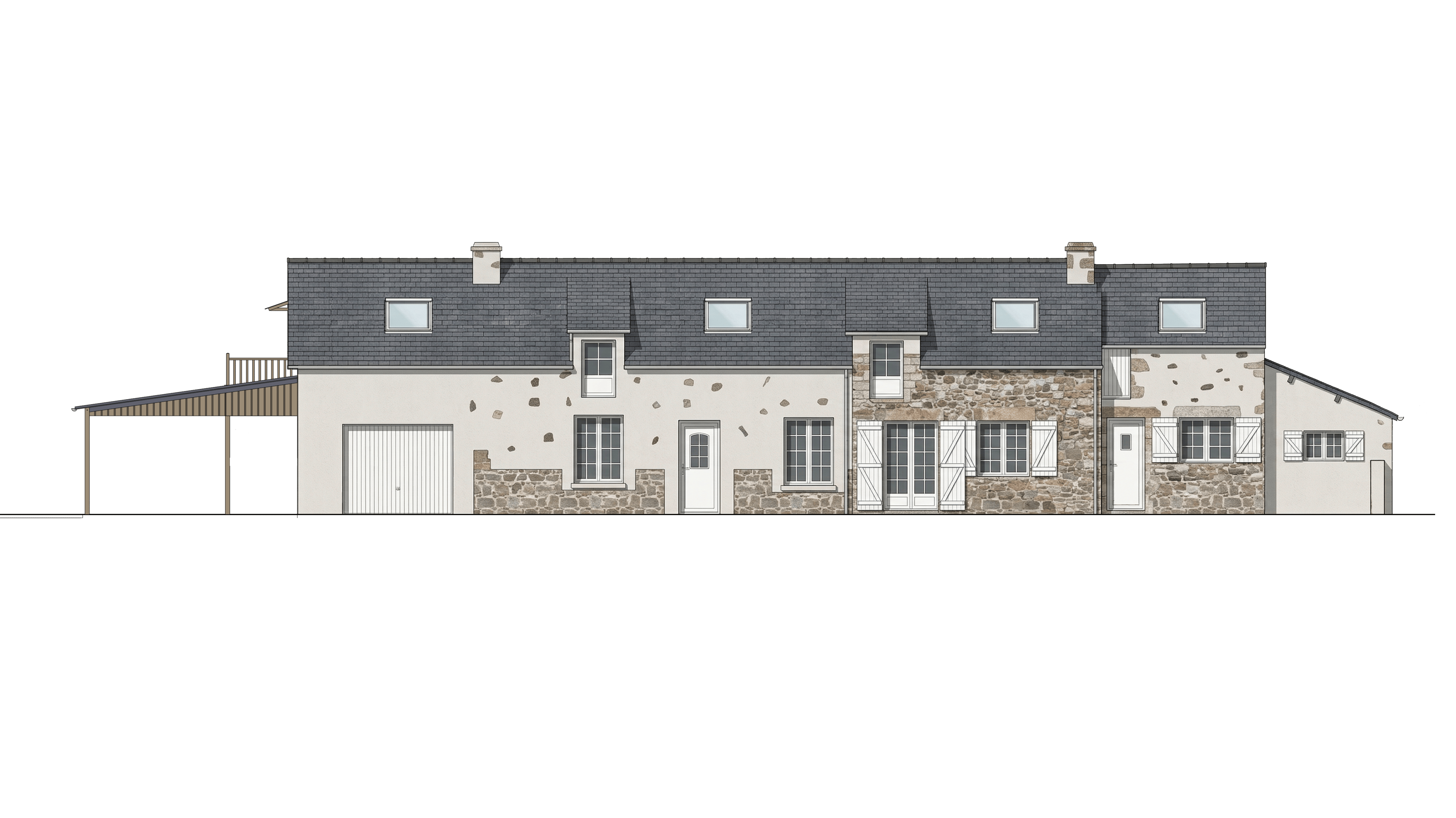 Élévation sud du projet de carport à Erquy